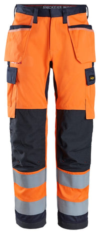 Snickers Workwear ProtecWork, arbetsbyxa hölsterfickor, varsel klass 2