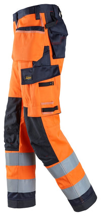 Snickers Workwear ProtecWork, arbetsbyxa hölsterfickor, varsel klass 2