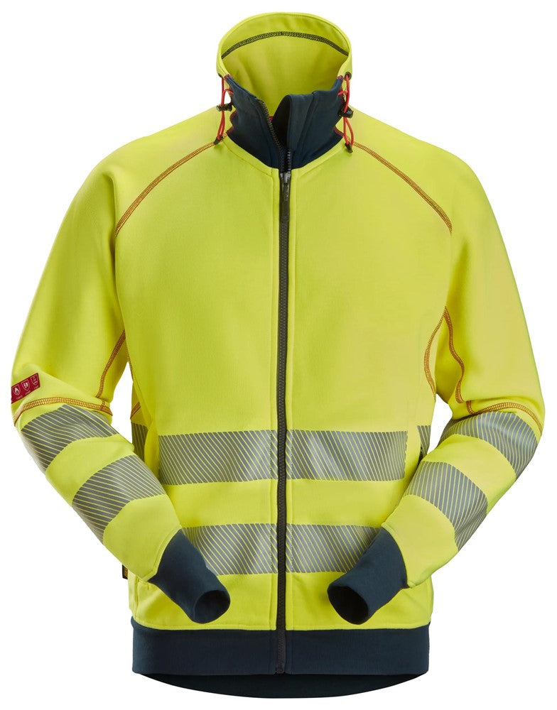 ProtecWork sweatshirt med hellång dragkedja och ljusbågsskydd, varsel klass 3/2