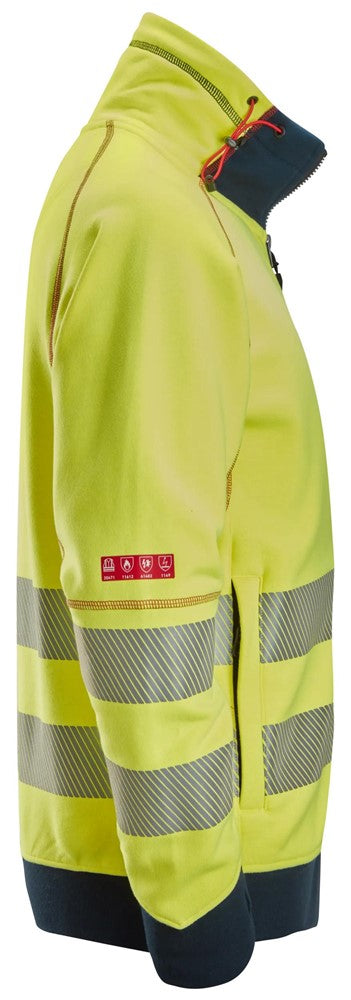 ProtecWork sweatshirt med hellång dragkedja och ljusbågsskydd, varsel klass 3/2