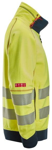 ProtecWork sweatshirt med hellång dragkedja och ljusbågsskydd, varsel klass 3/2