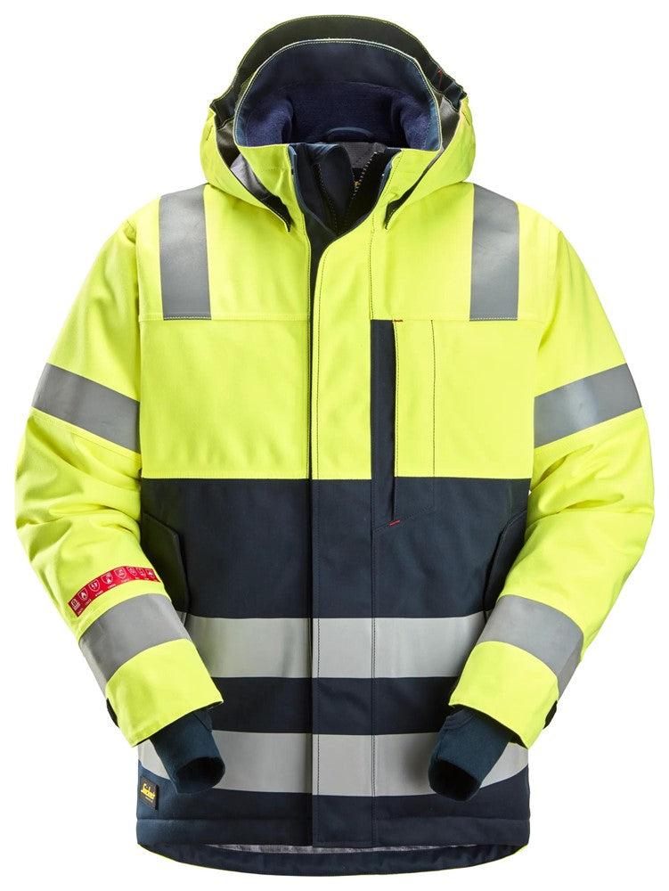 Snickers Workwear ProtecWork, vattentät, fodrad varseljacka med huva, klasss 3